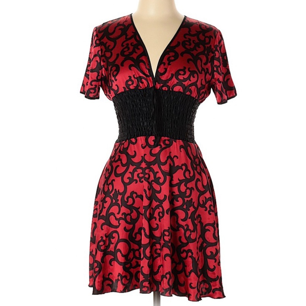 Print red & black dress